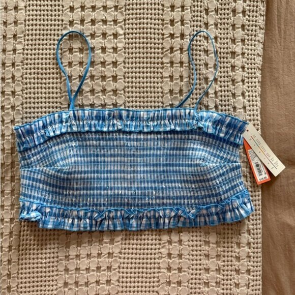 NEW Colsie Blue and White Plaid Bralette Top Size XL - Picture 1 of 6
